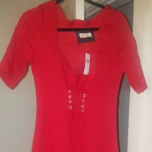 Anthropologie red corset dress size 14